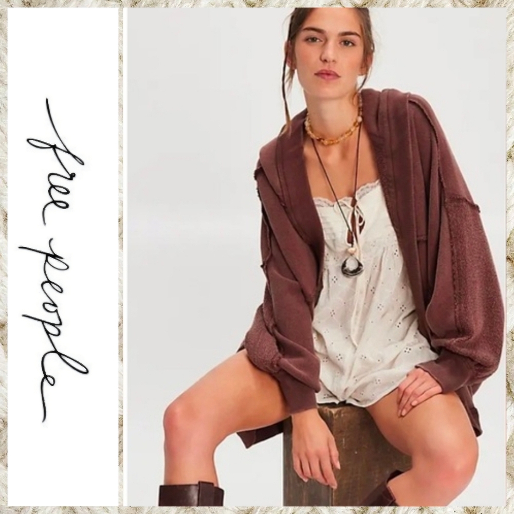 NEW Free People Forever Yours Cardi ~ Charred Eggplant